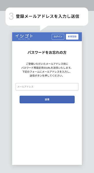 登録メールアドレスを入力し送信